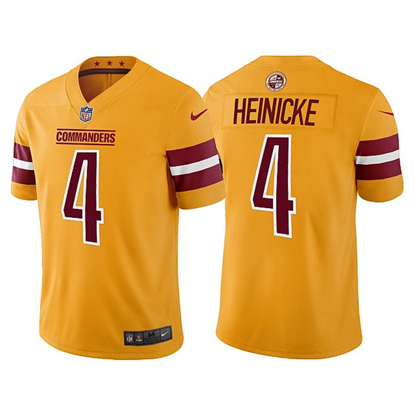 Men's Washington Commanders #4 Taylor Heinicke Gold Vapor Untouchable Stitched Football Jersey - Click Image to Close